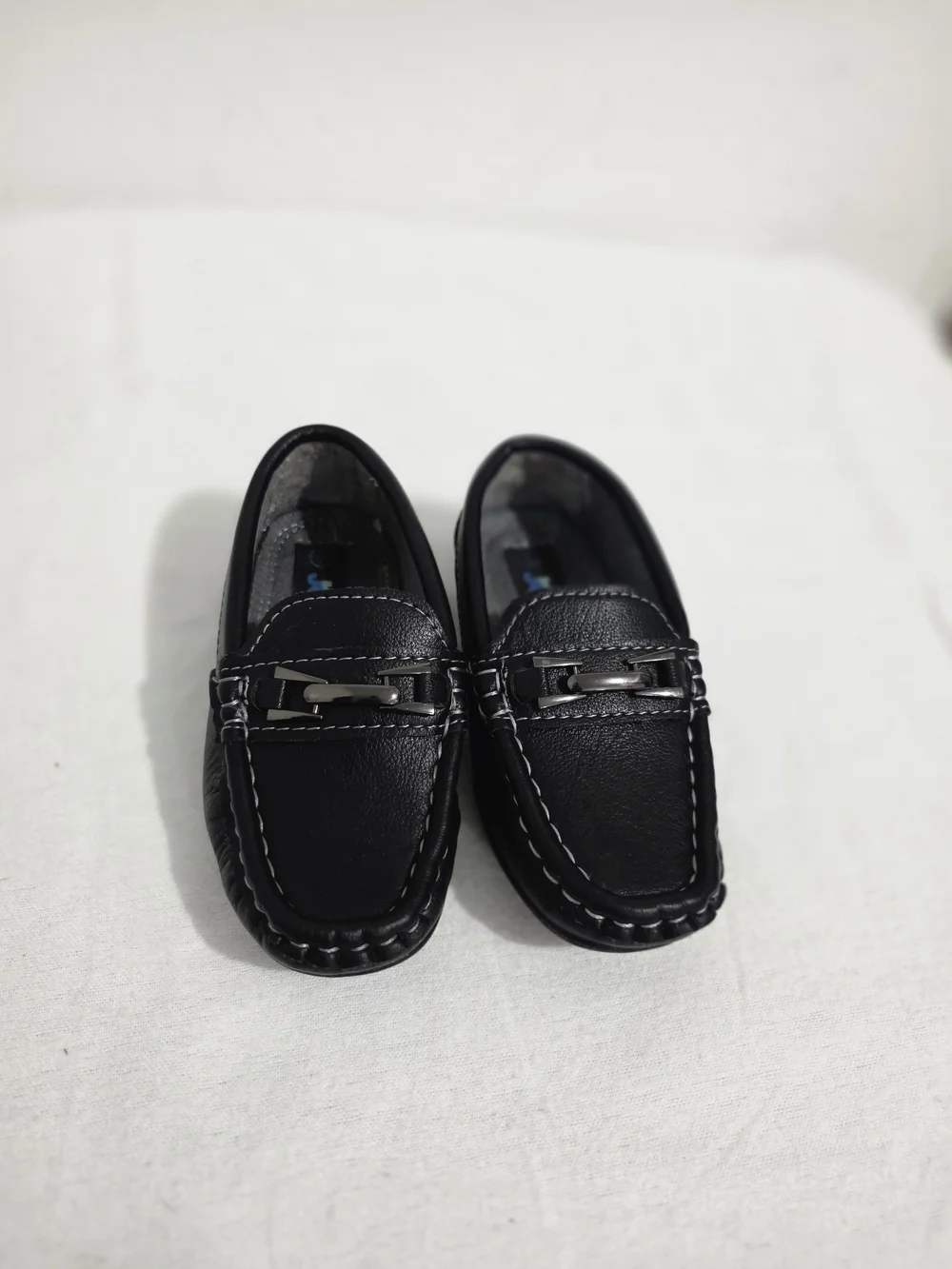 Children's Black Moccasin Loafers with Metal Accent Size-6 Baby